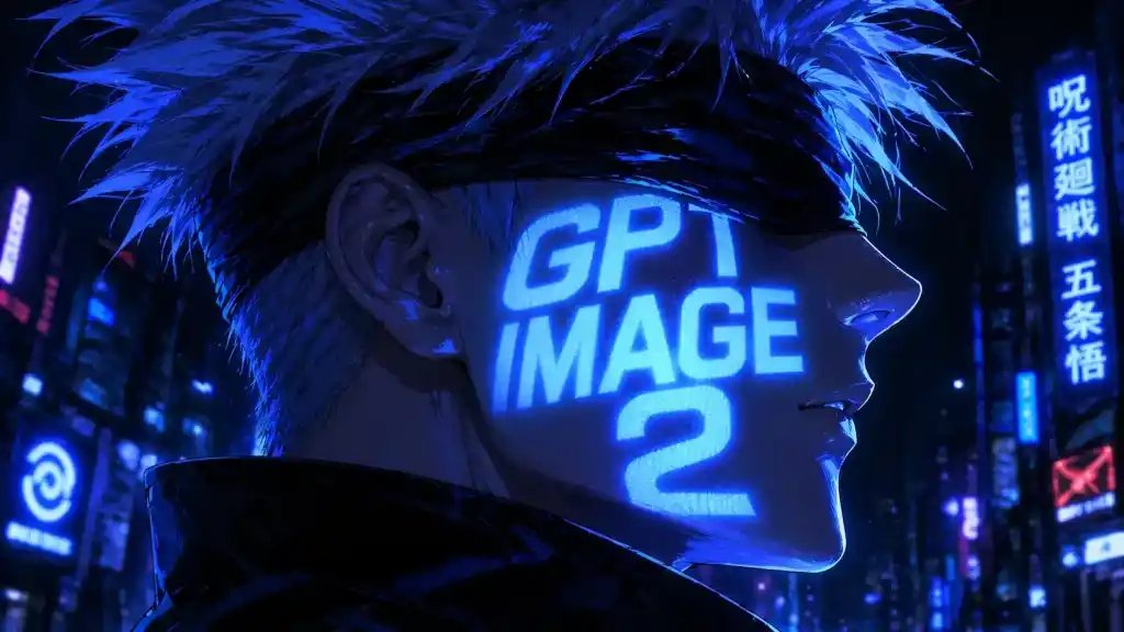 Cyberpunk Anime Portrait with Neon Face Text AI image template preview