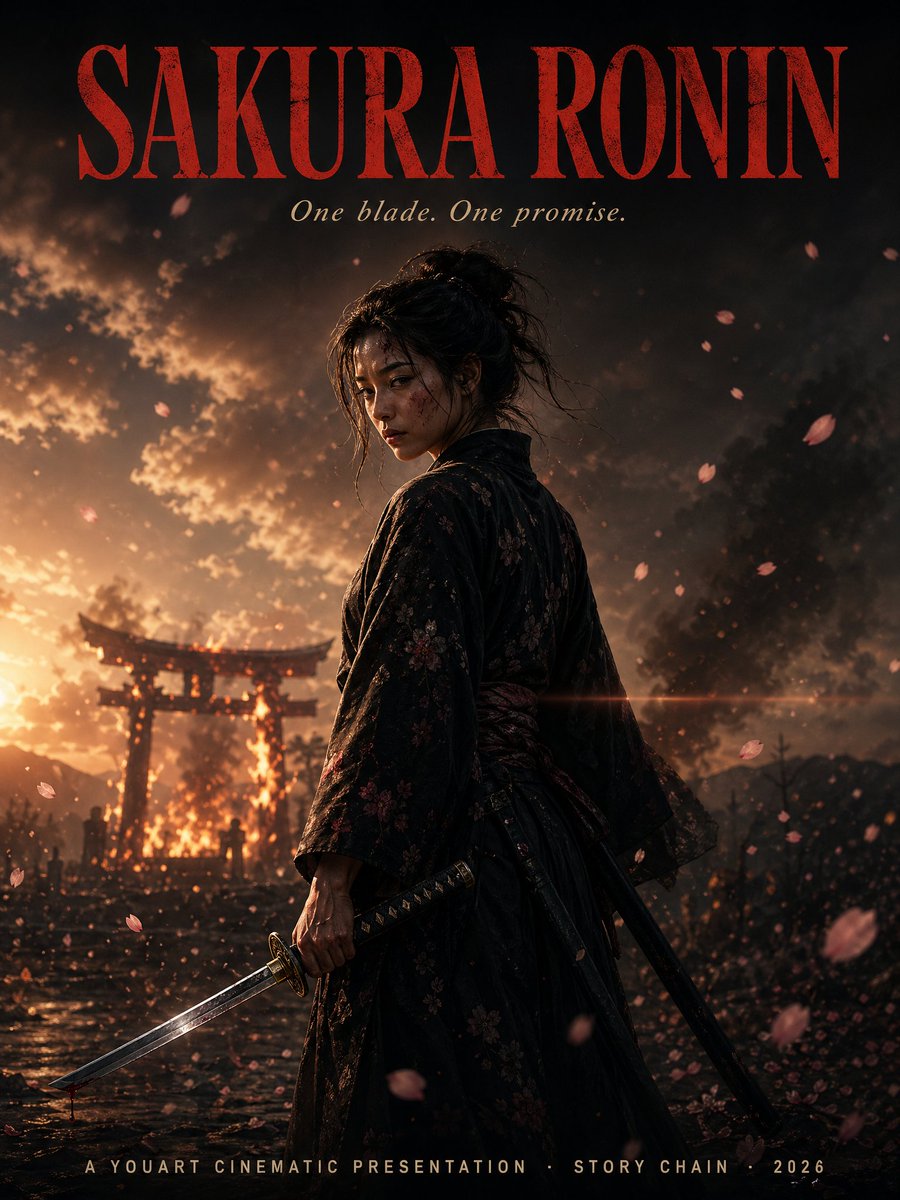Cinematic Sakura Ronin Poster AI image template preview
