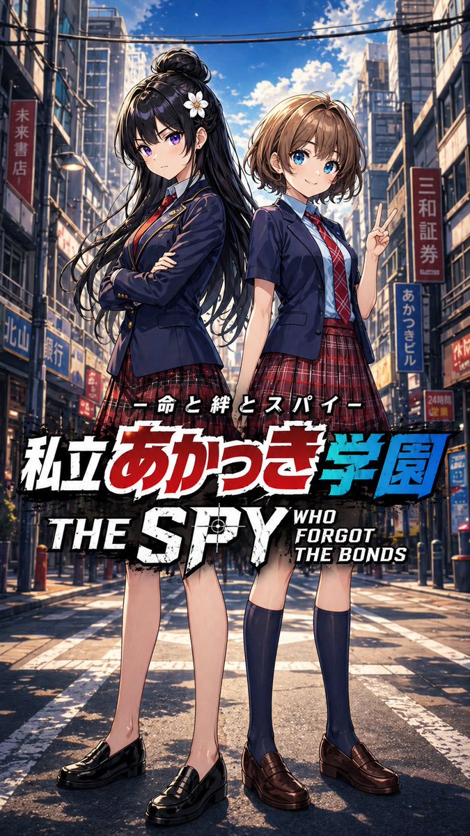 Anime School Spy Movie Poster AI image template preview