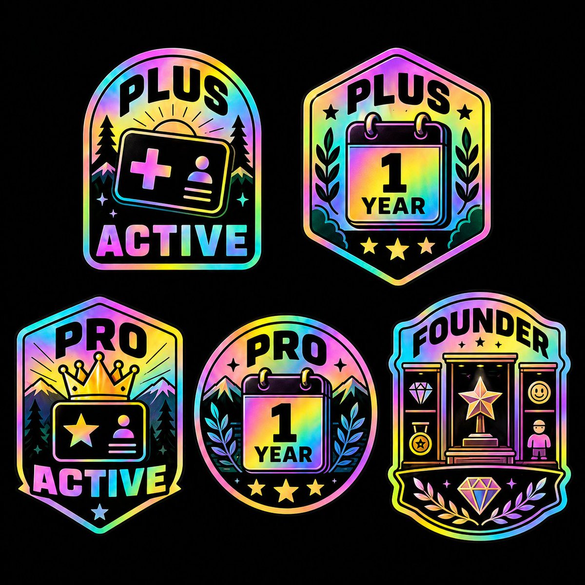 Holographic Membership Badge Set AI image template preview