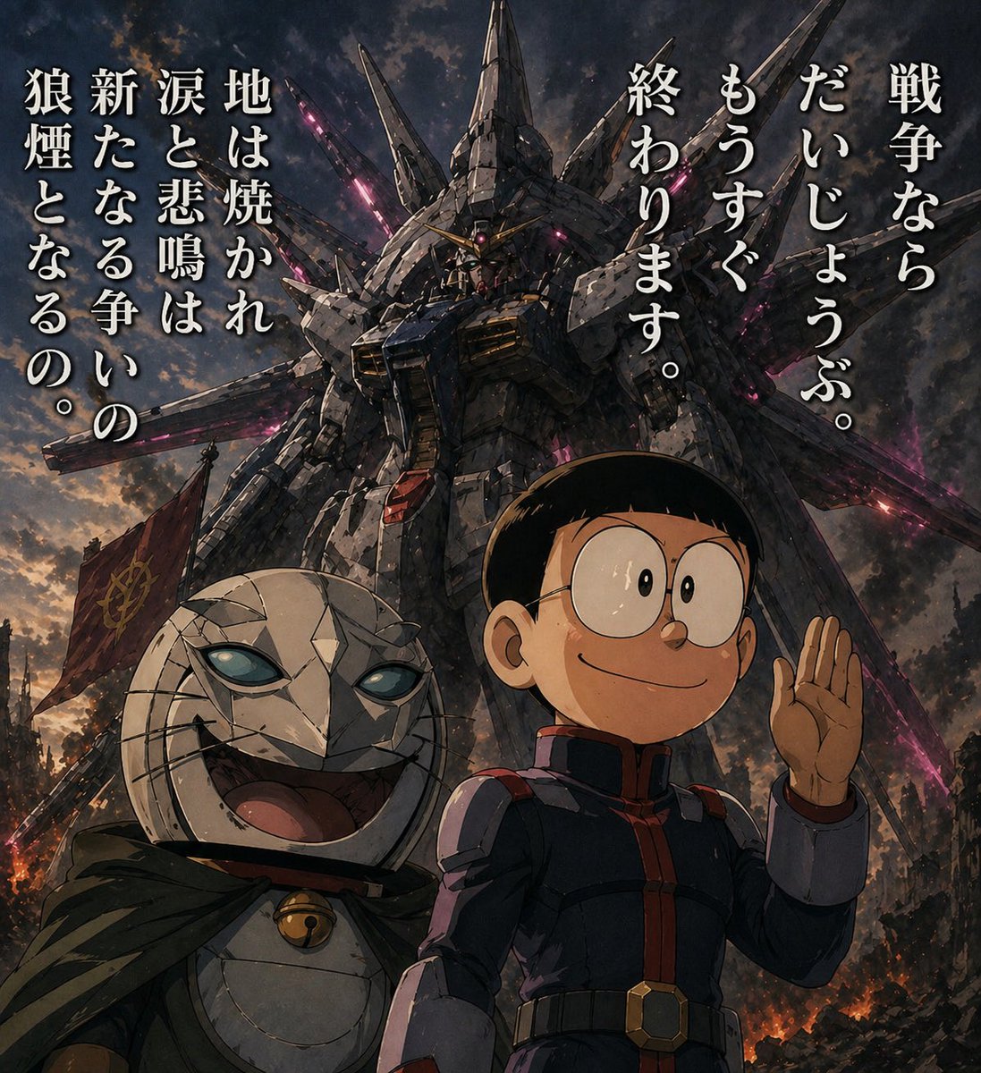 Manga Panel to Apocalyptic Mecha Poster AI image template preview