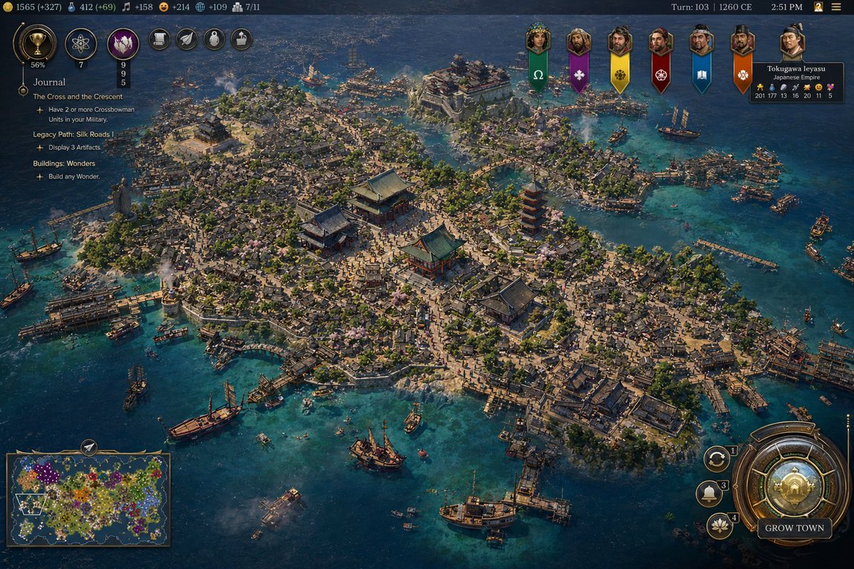 Civilization-Style Japanese Island City AI image template preview