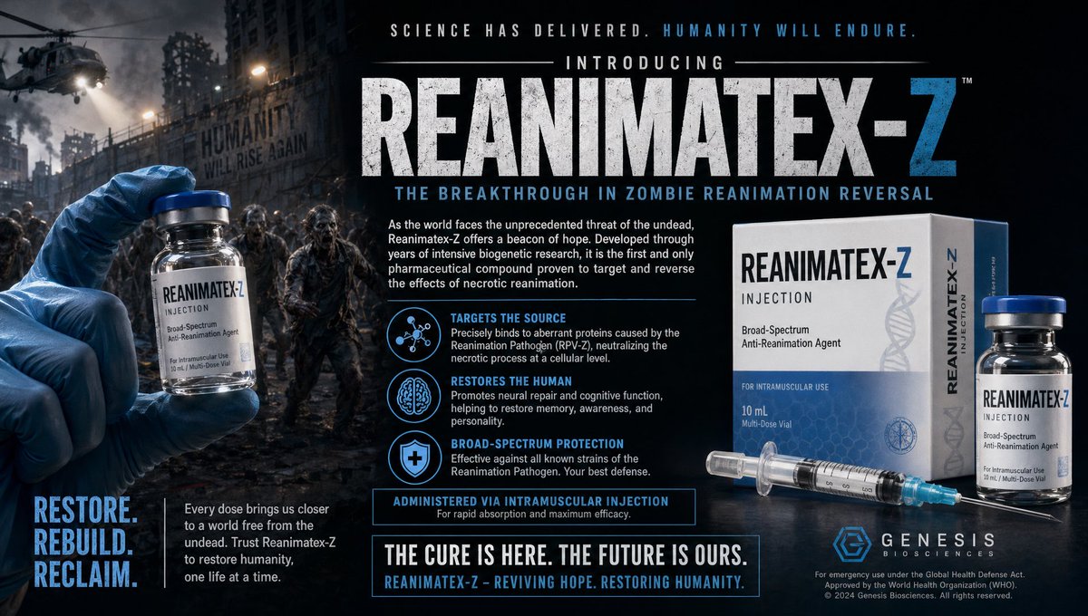 Zombie Cure Pharma Ad Poster AI image template preview