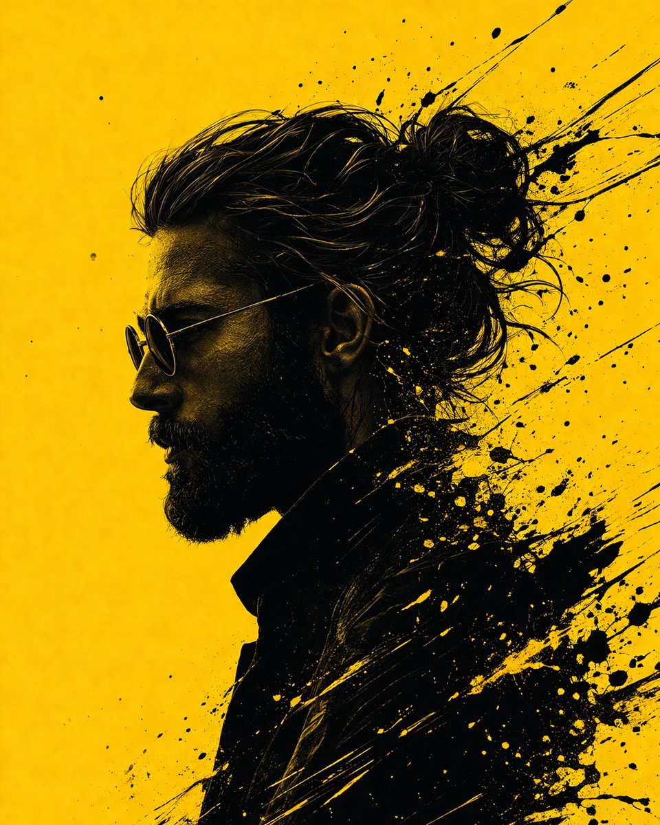 Graphic Novel Ink Splatter Portrait AI image template preview