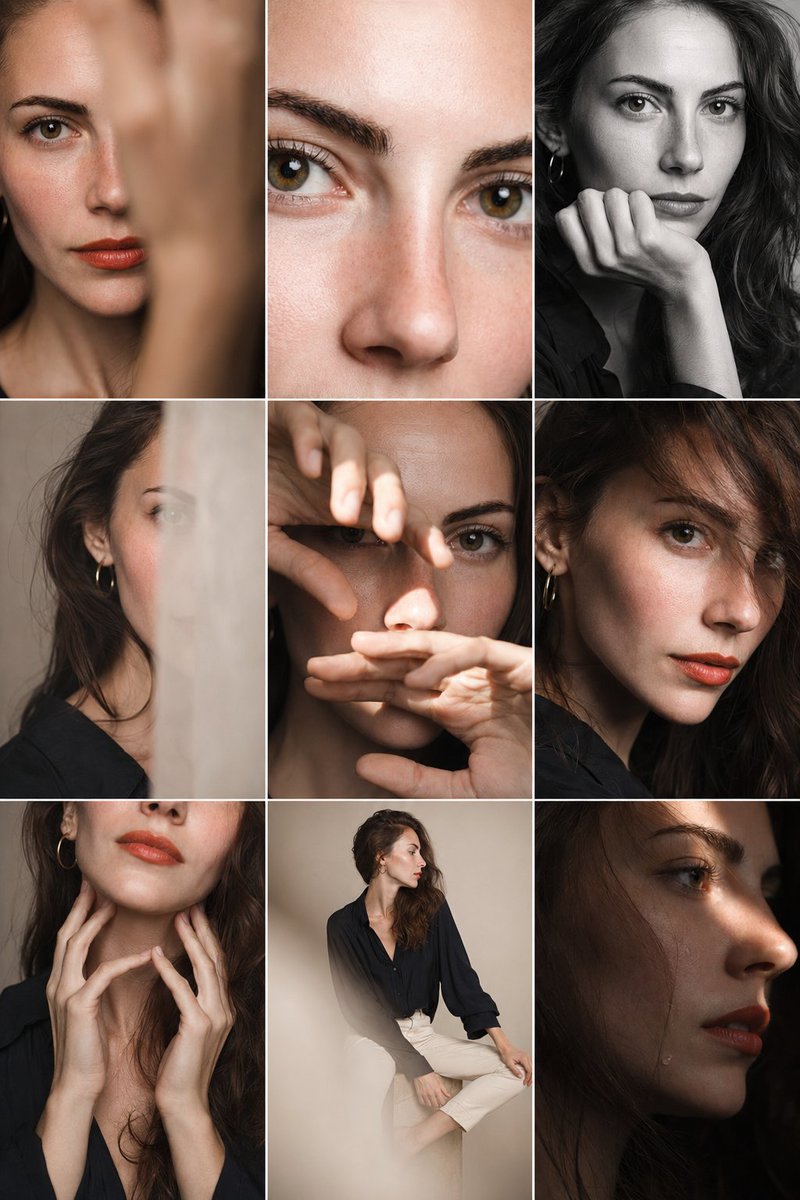 Editorial Portrait Photo Grid AI image template preview
