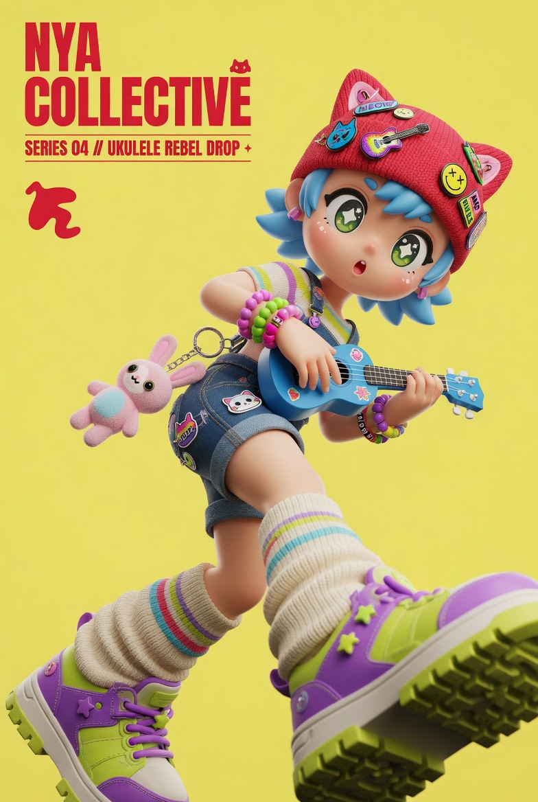 3D Designer Toy Poster AI image template preview