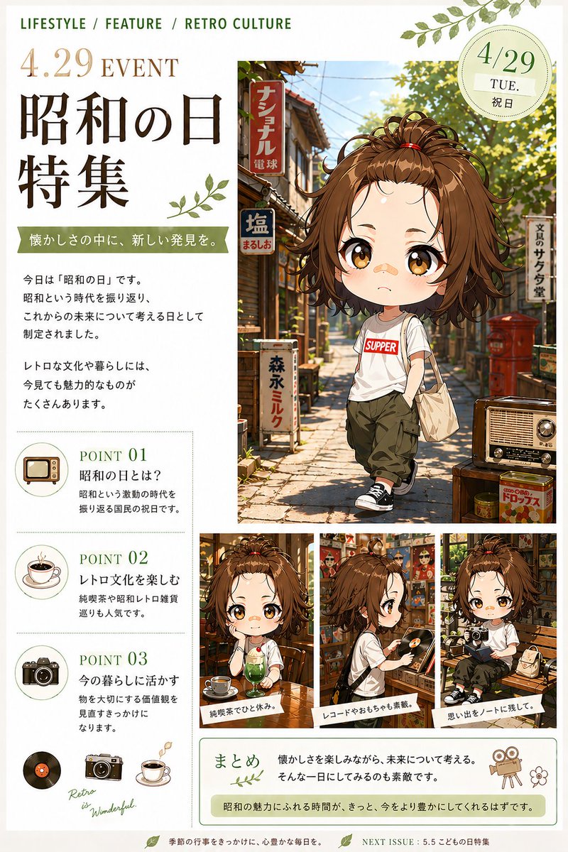 Showa Day Retro Editorial Poster AI template preview