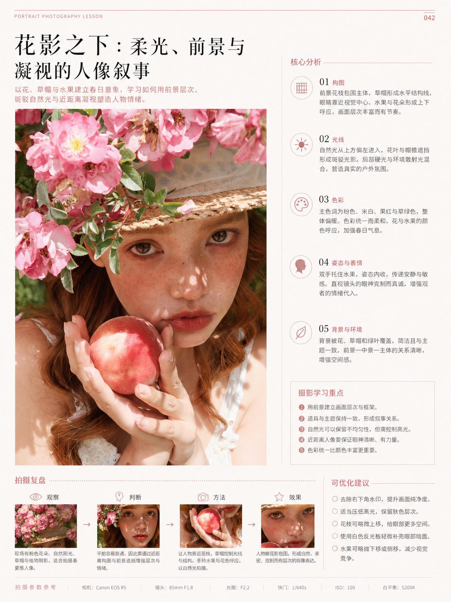 Chinese Editorial Photography Lesson Page AI image template preview