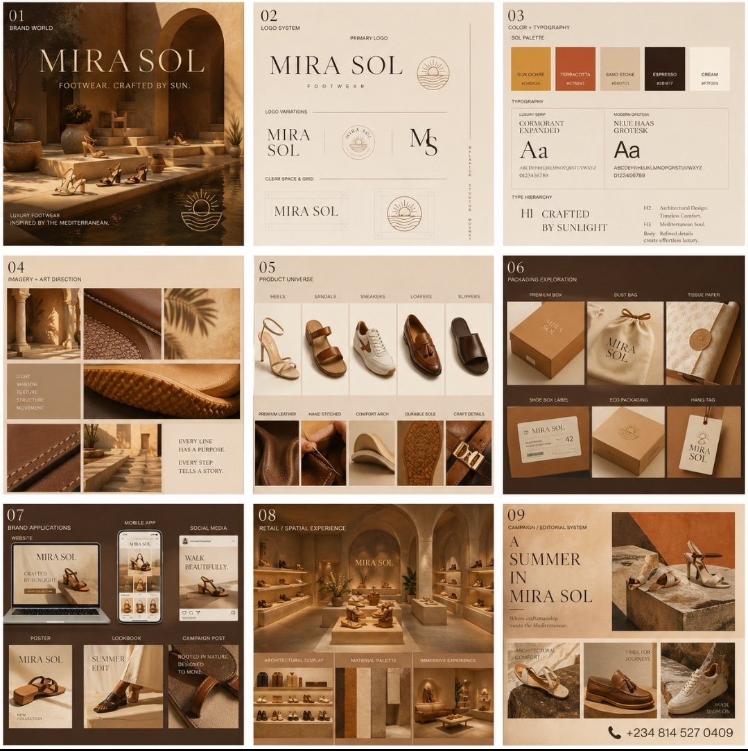 Luxury Footwear Brand Identity Board AI image template preview