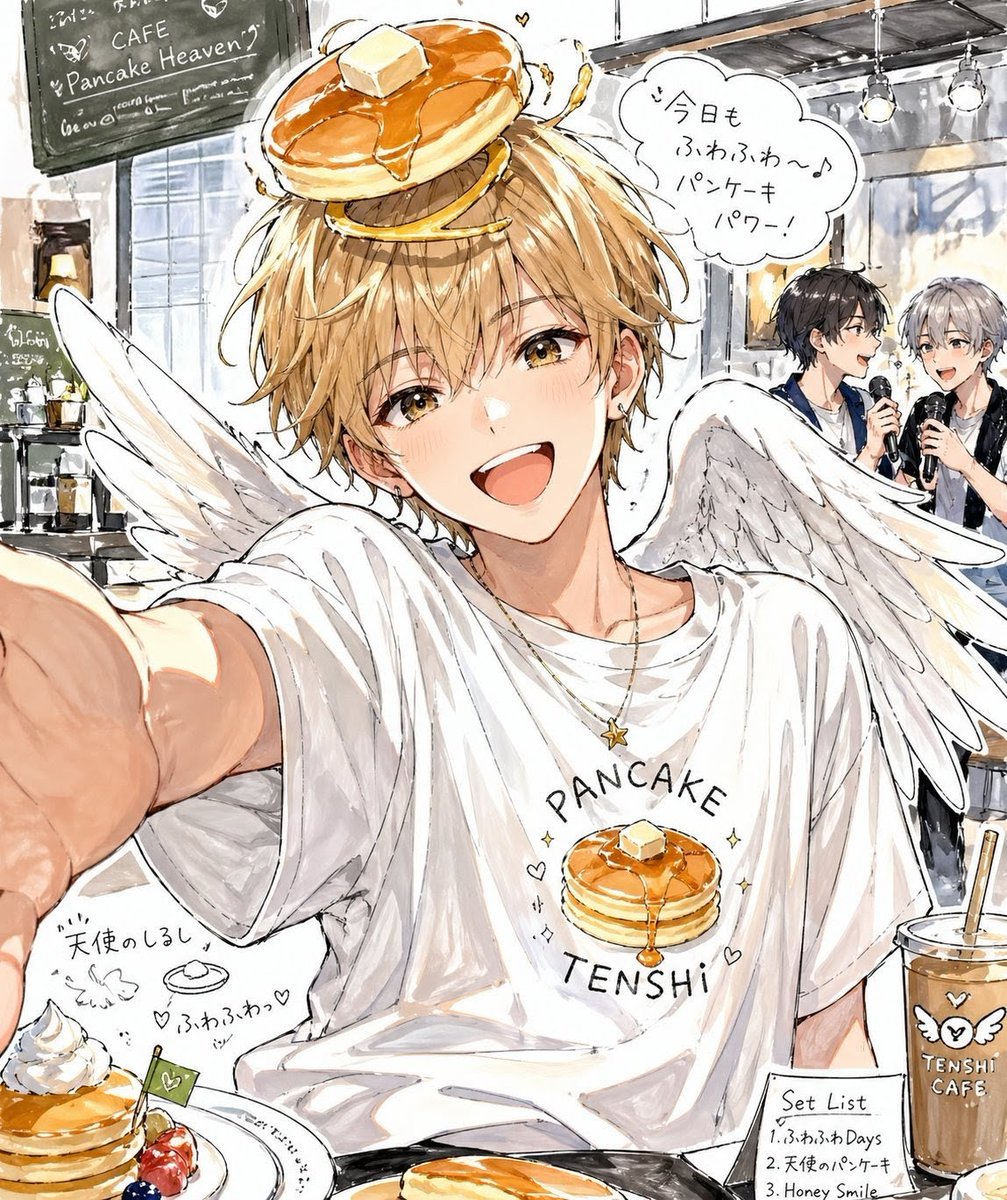 Pancake Angel Idol Café Selfie AI image template preview