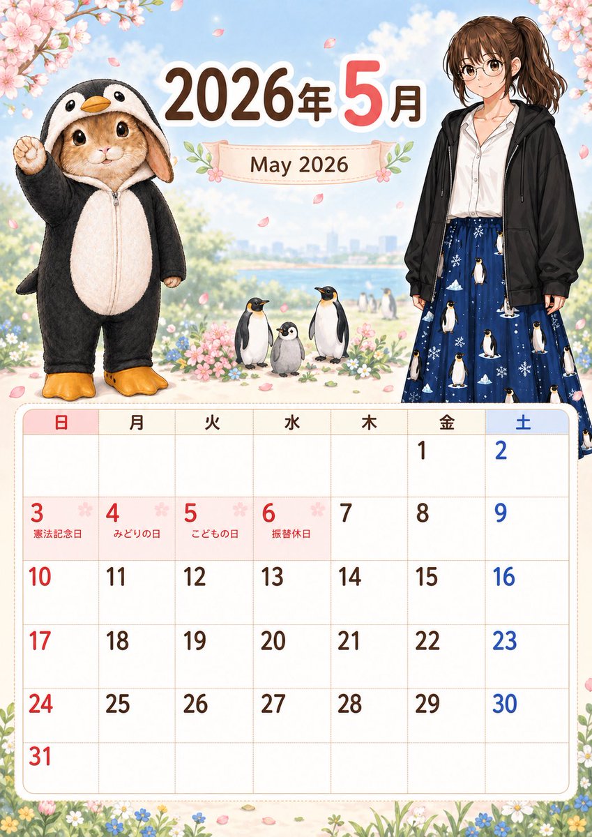Cute May 2026 Spring Calendar AI template preview