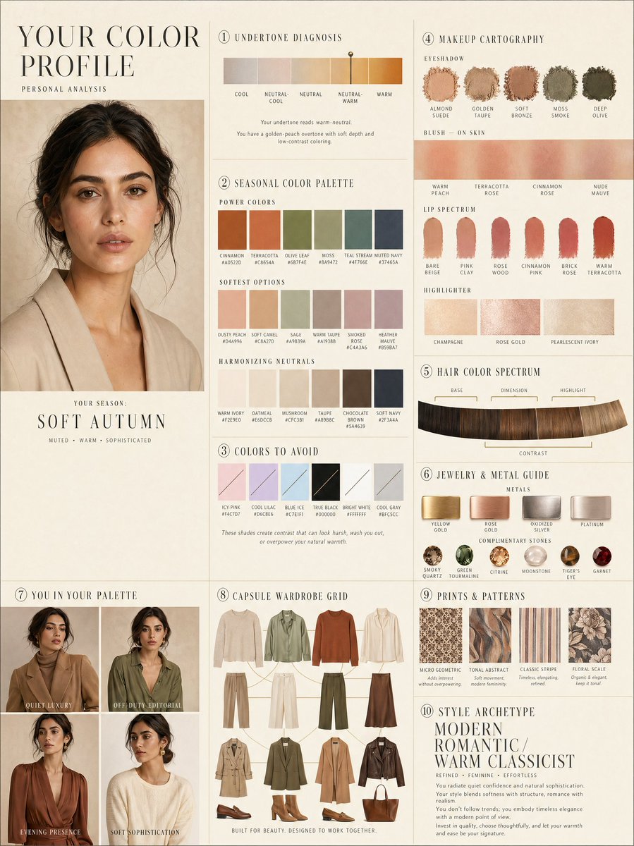 Luxury personal color profile layout AI image template preview