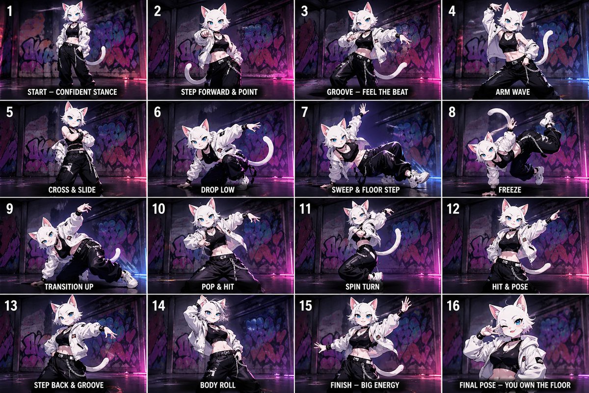 Anime Street-Dancer Character Grid AI image template preview