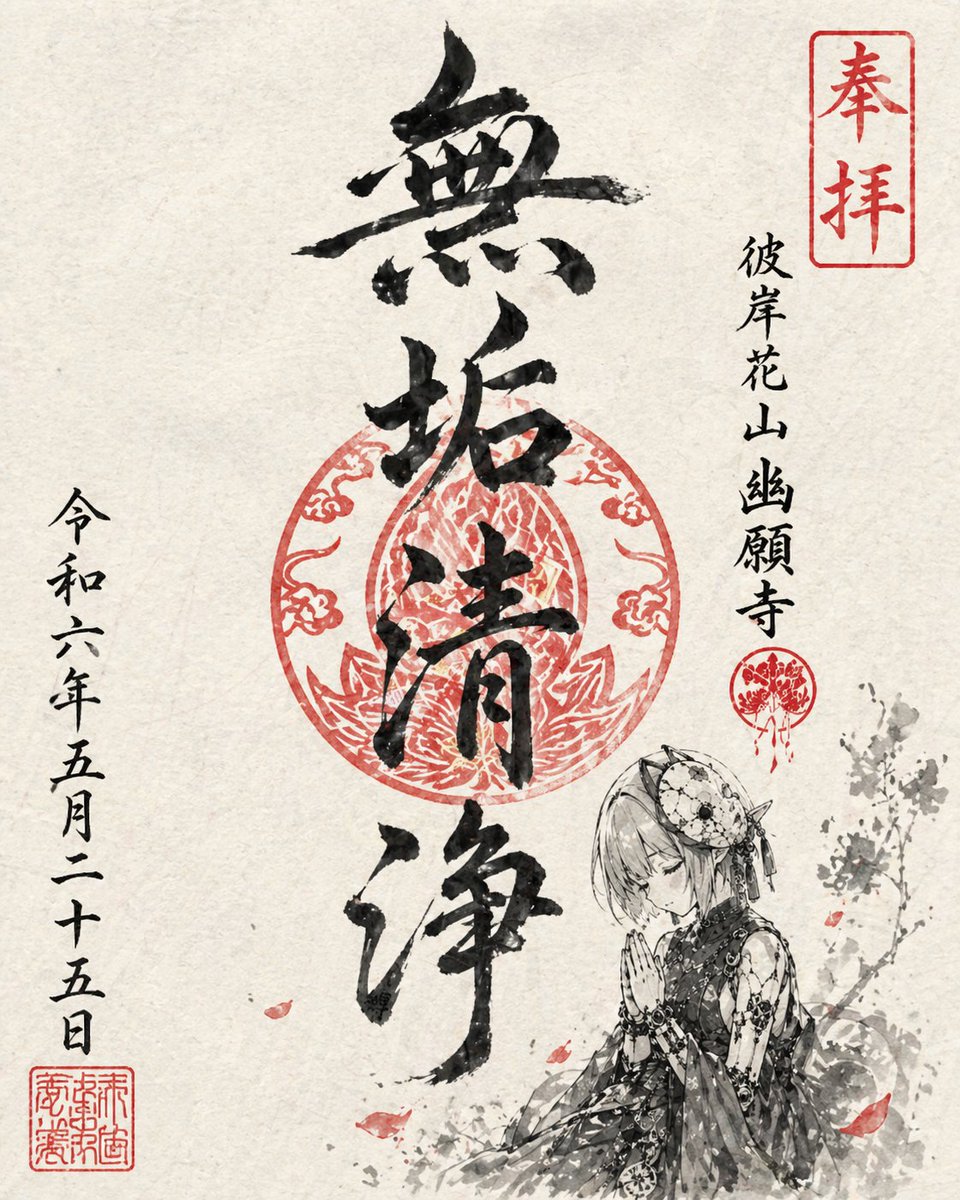 Goshuin Style Character Illustration AI image template preview