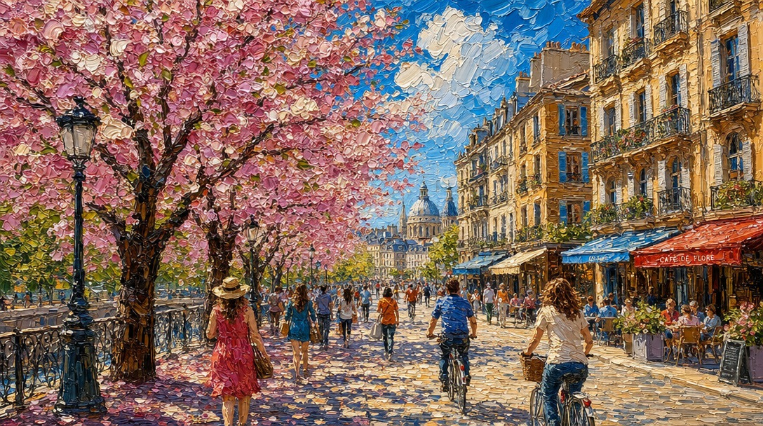 Impasto Spring Paris Boulevard AI image template preview
