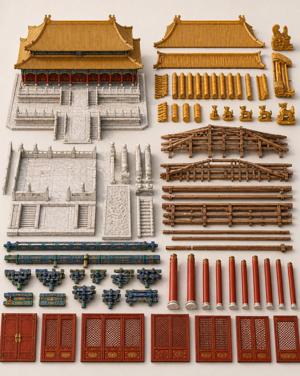 Chinese Palace Components Board AI image template preview