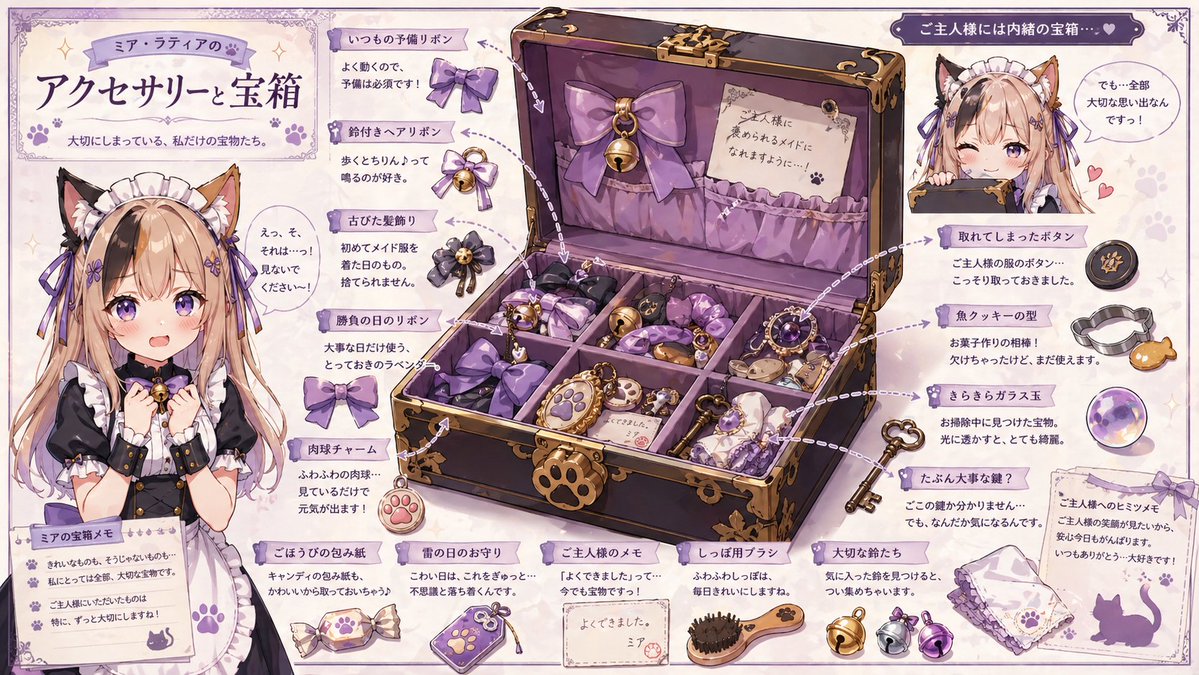 Cat Maid Treasure Box Reference Sheet AI image template preview