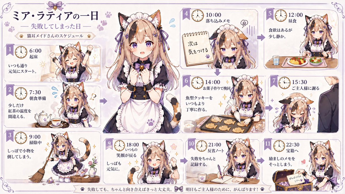 Cat Maid Daily Schedule Infographic AI image template preview