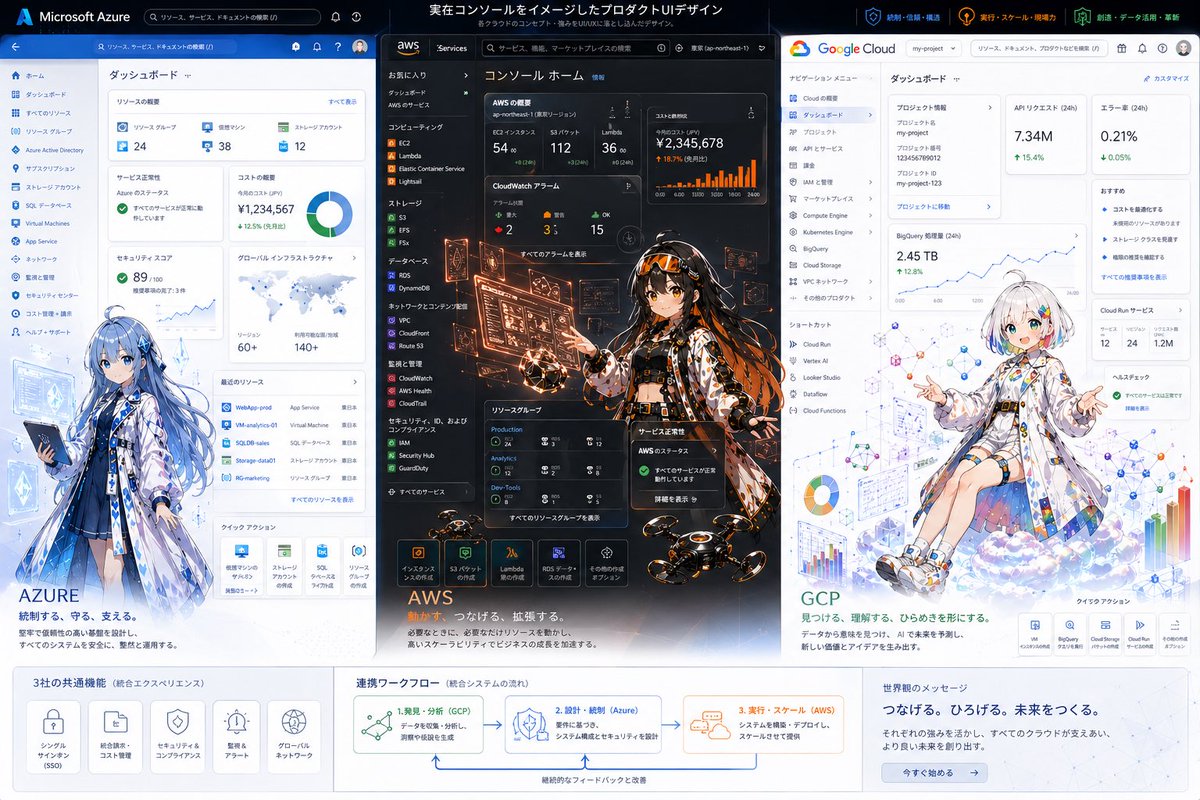 Tri-Cloud UI Anime Infographic AI image template preview