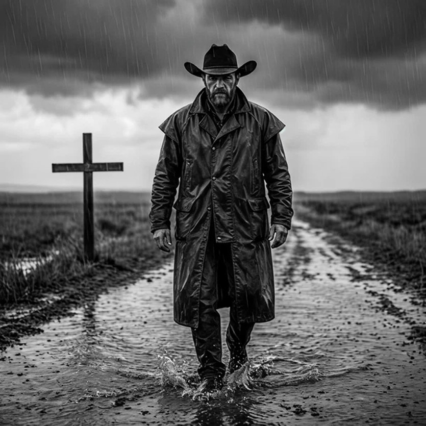 Rain-Soaked Anonymous Cowboy AI image template preview