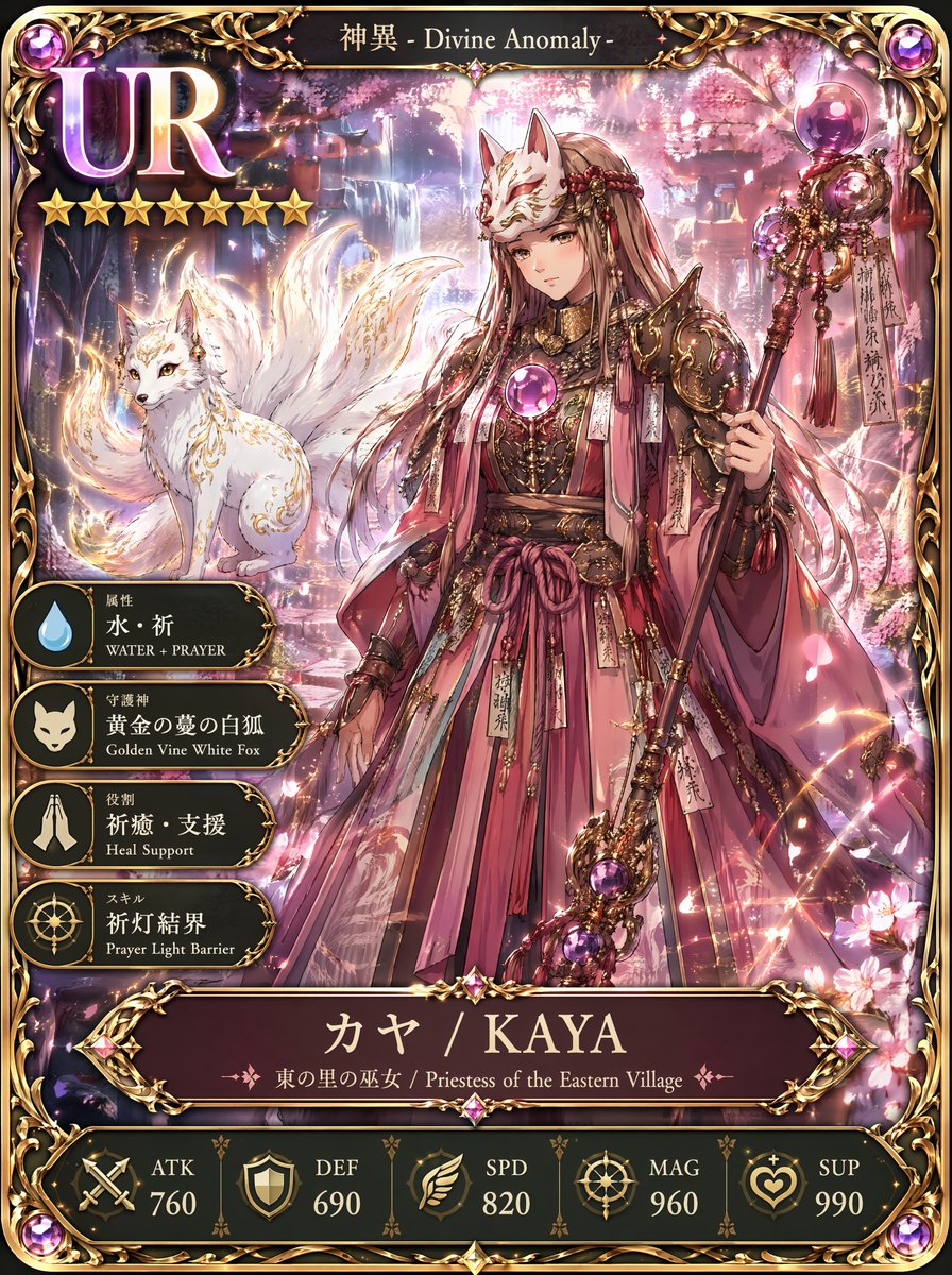 UR Fox Priestess Fantasy Card AI image template preview