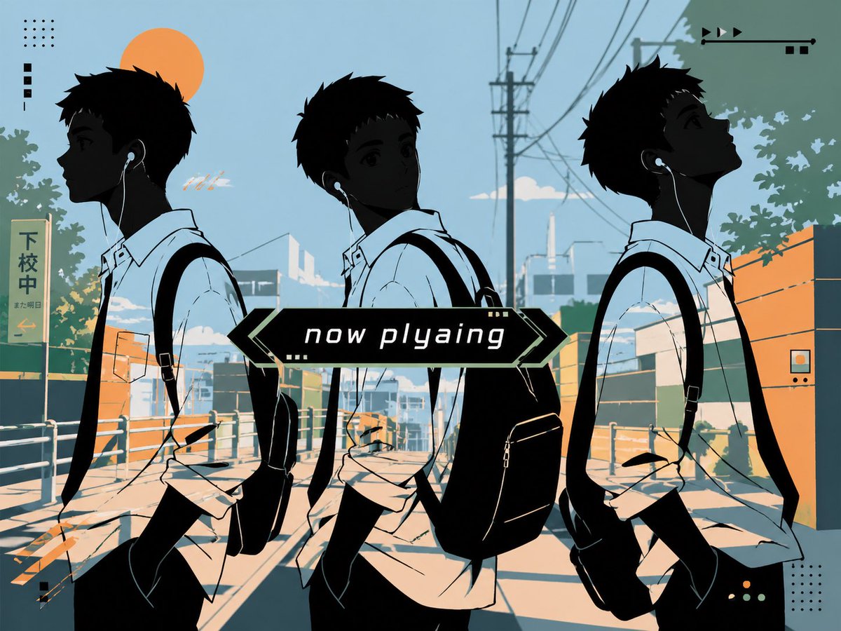 Anime Lo-Fi Now Playing Schoolboys AI image template preview
