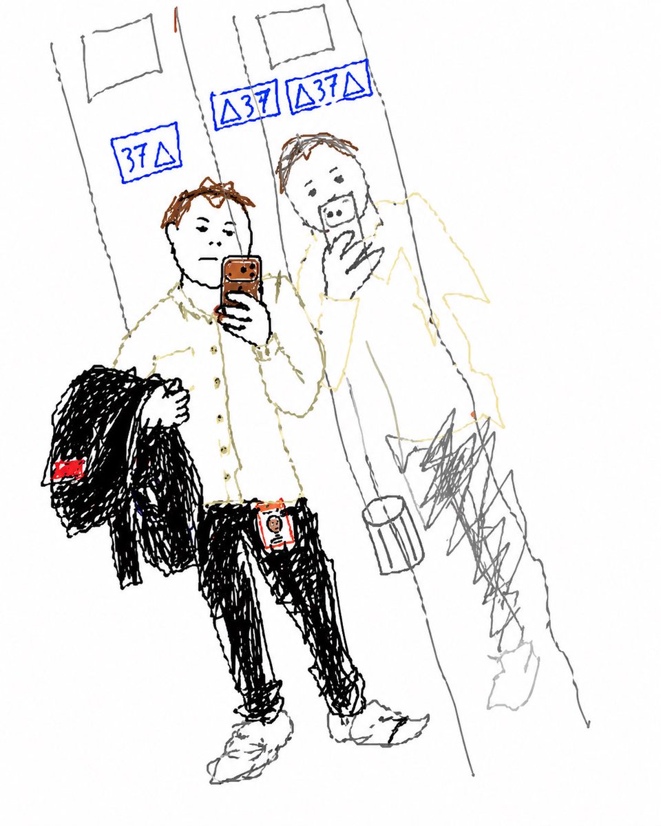 Turn Elevator Selfie Into Doodle AI image template preview