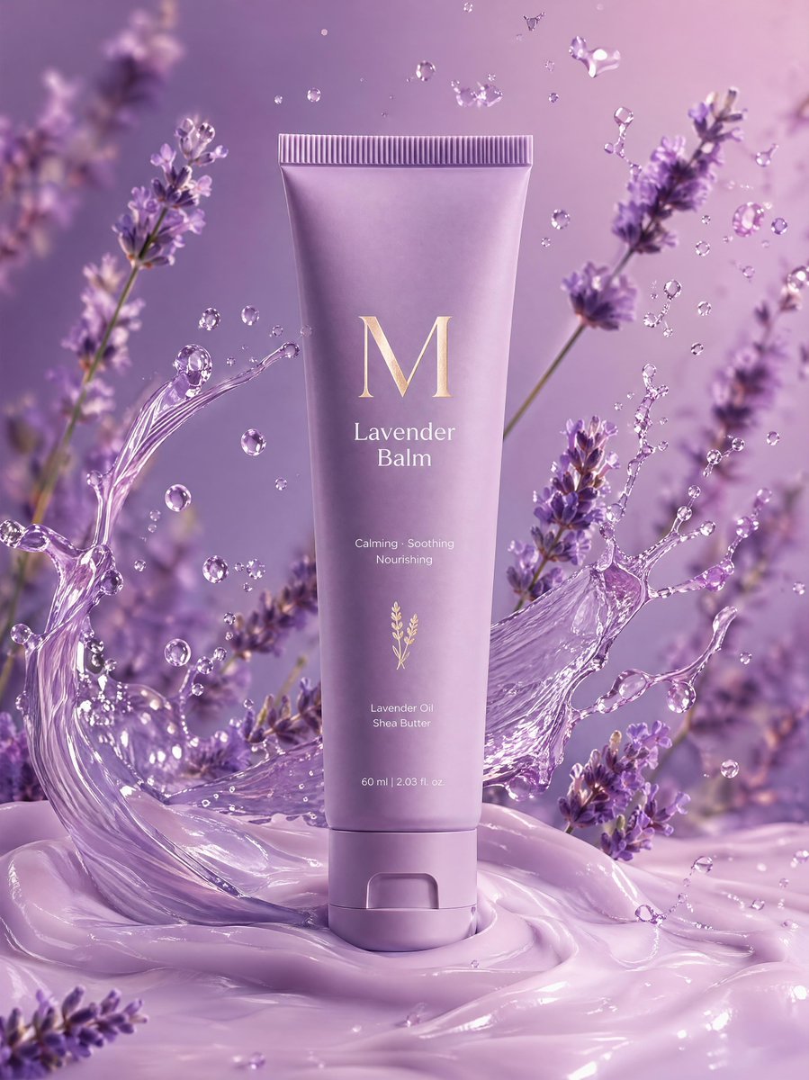 Premium Lavender Balm Product Shot AI image template preview
