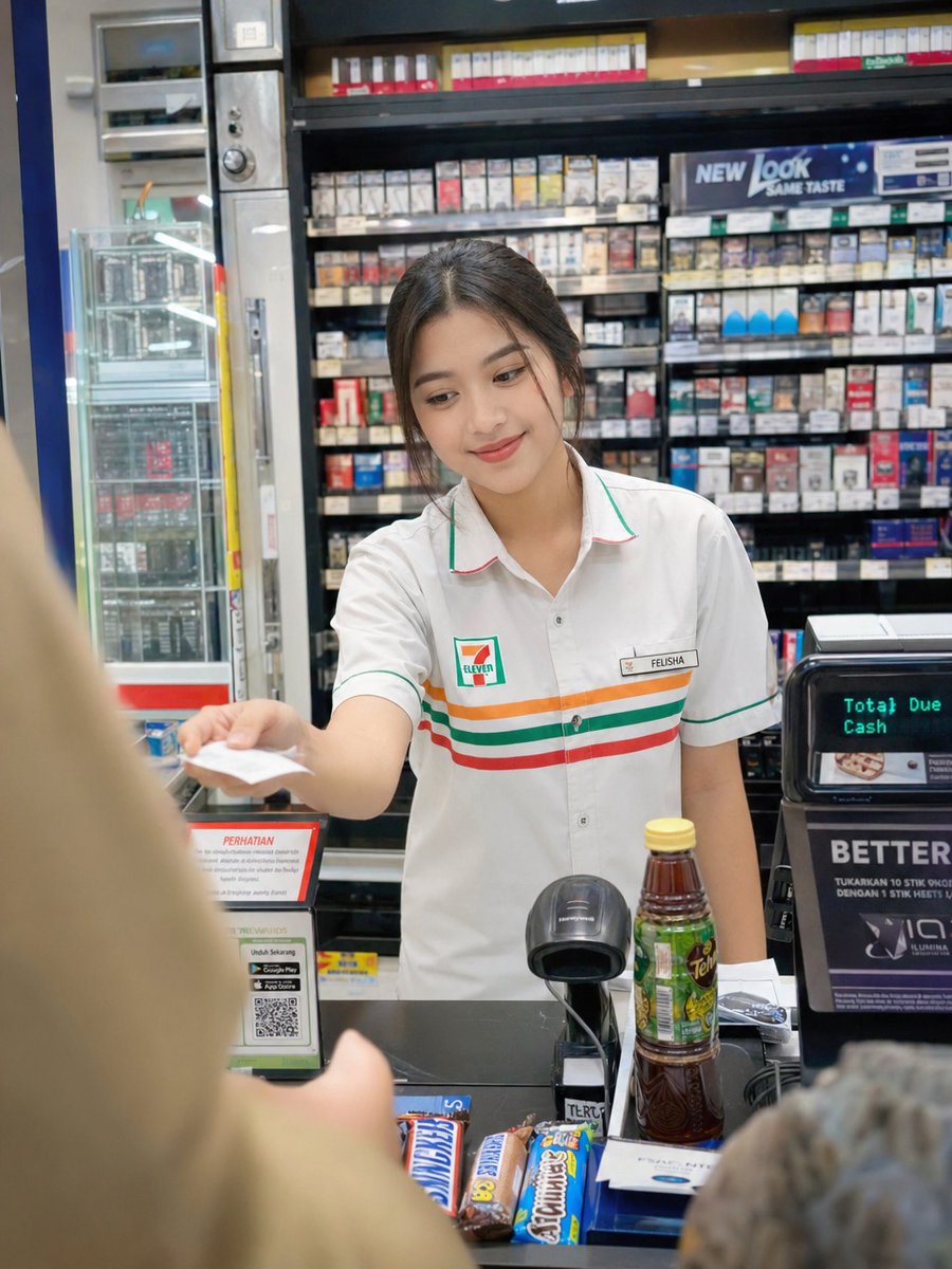 Photorealistic Convenience Store Cashier example 4
