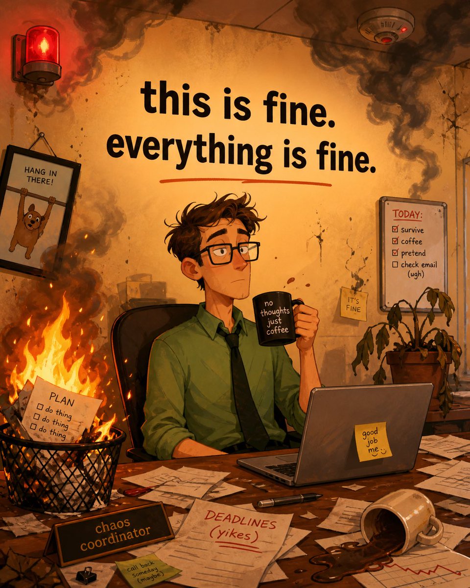 This Is Fine Office Meltdown AI image template preview