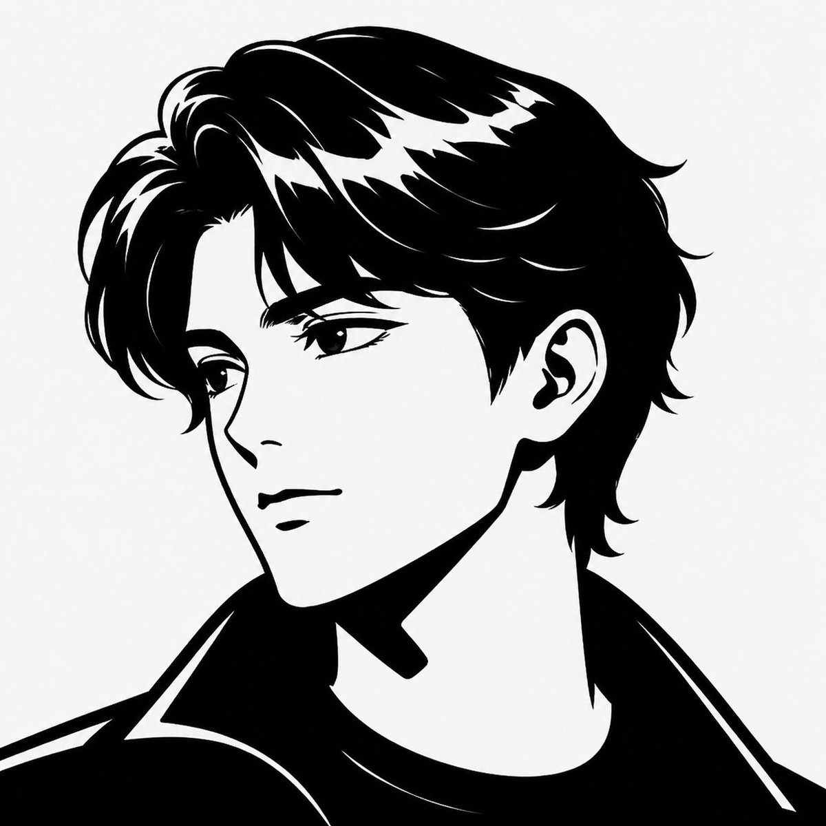 Minimalist Black White Male Silhouette AI image template preview