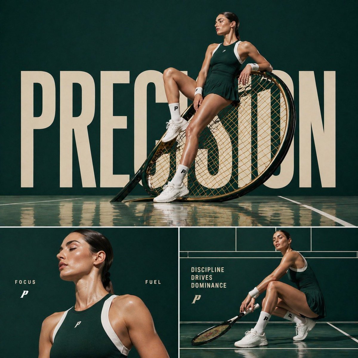 Luxury Tennis Editorial Poster AI image template preview
