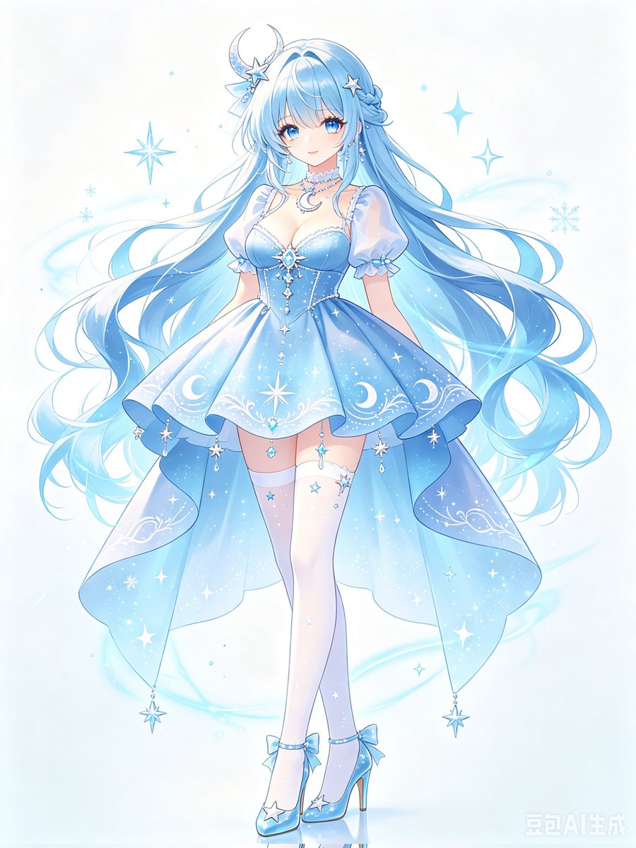 Celestial Blue Anime Princess AI image template preview