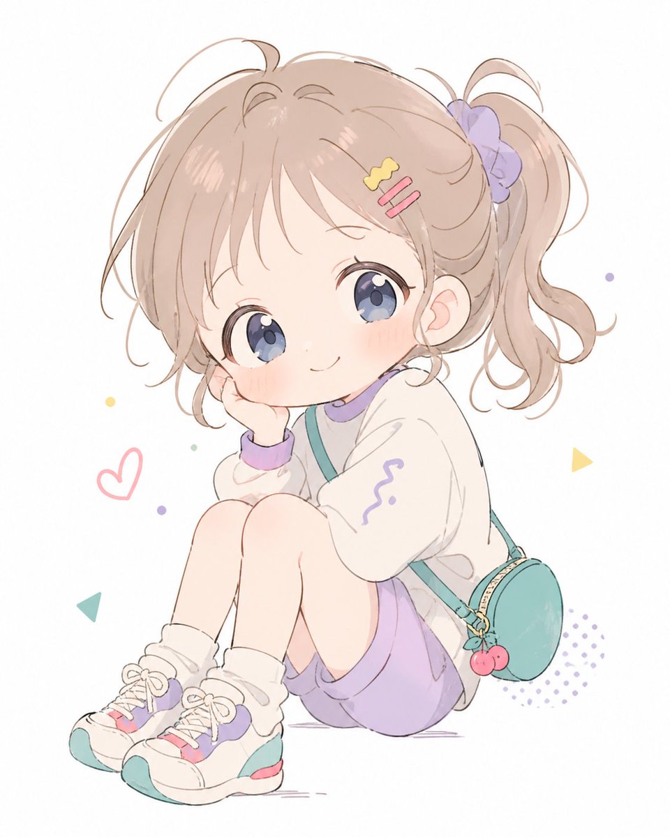 Pastel Chibi Girl Sitting Portrait AI image template preview