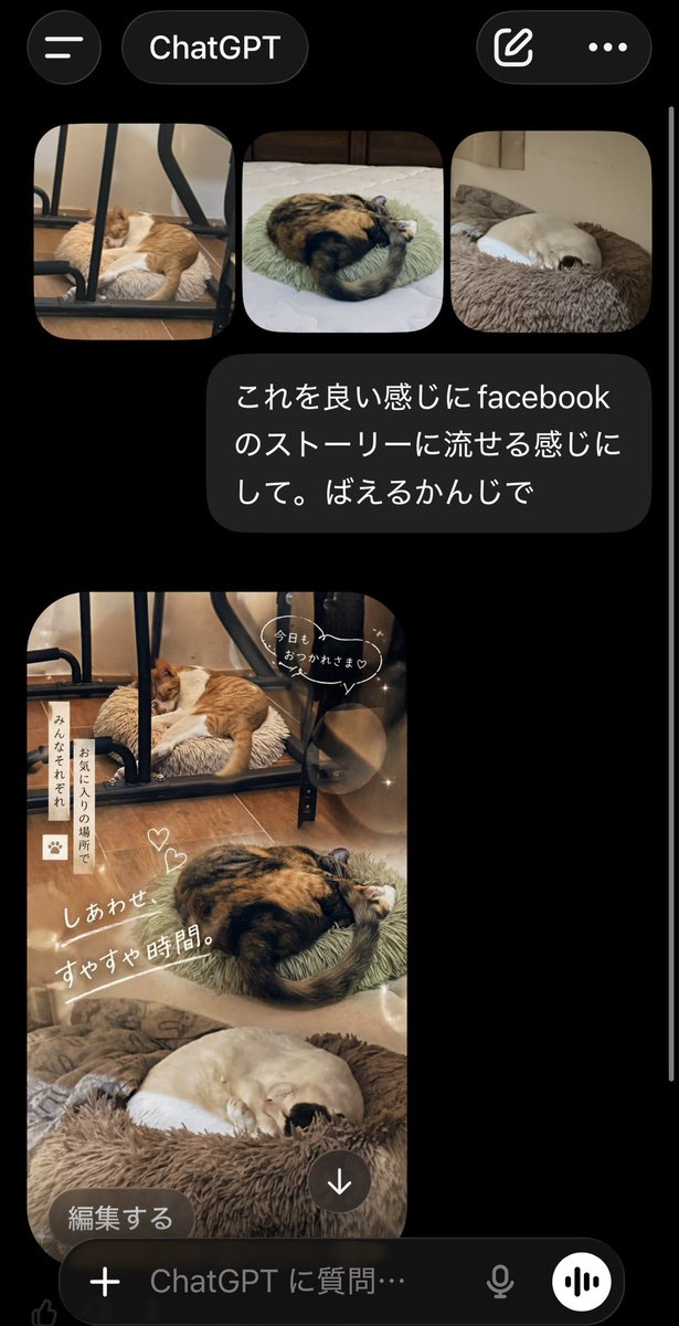 ChatGPT App Cat Story Screenshot AI image template preview