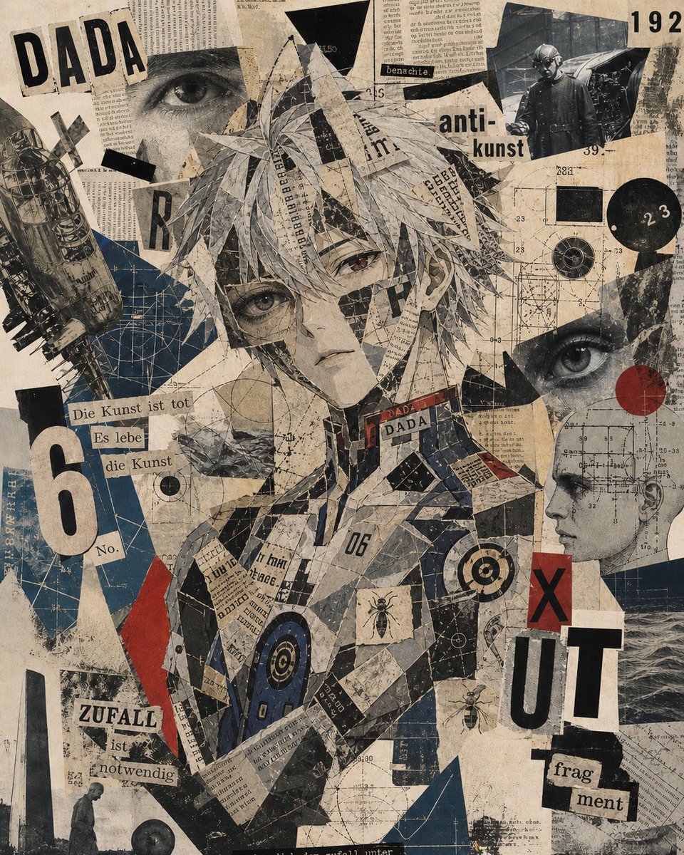 Dada Anime Collage Portrait AI image template preview