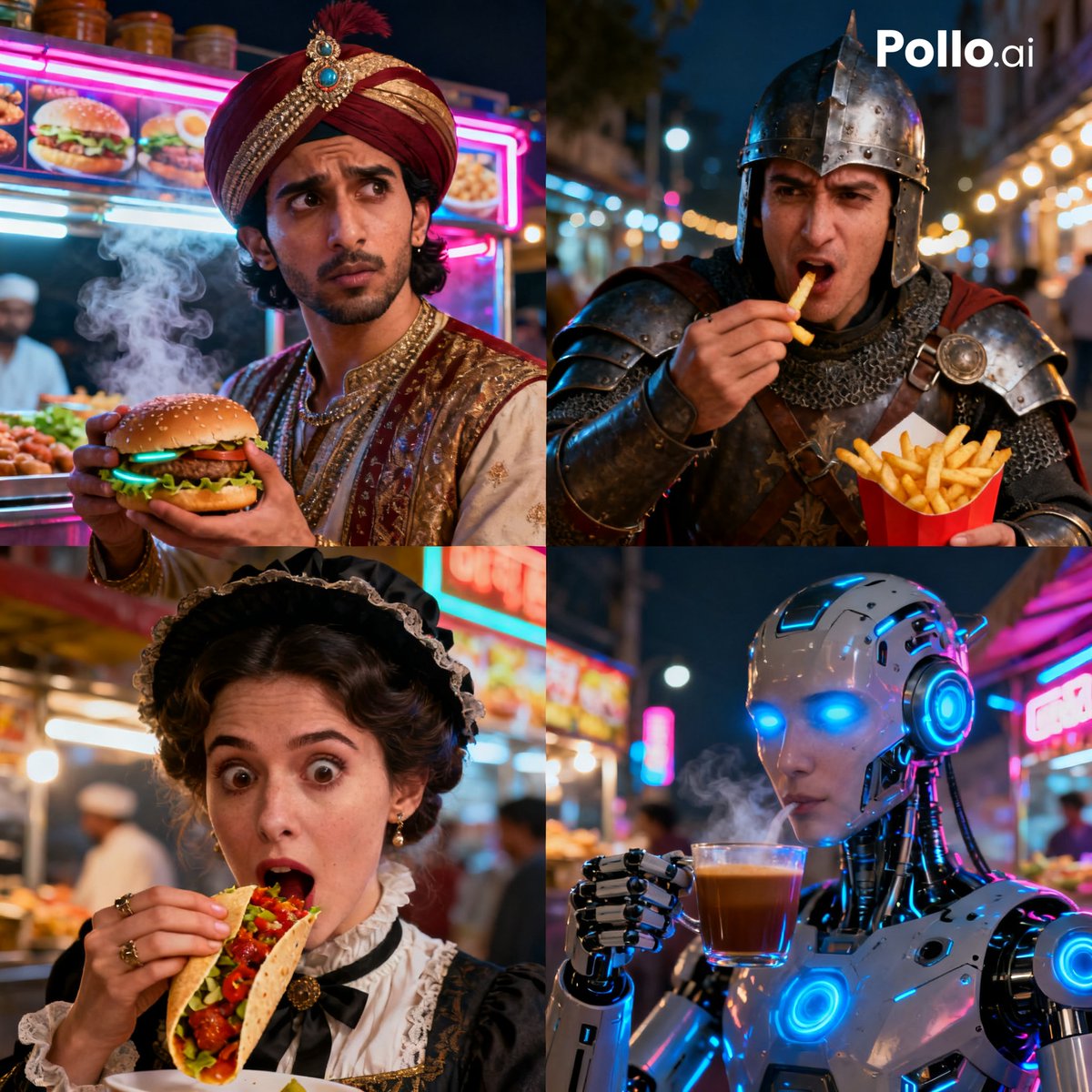 Time Traveler Night Market Grid AI image template preview