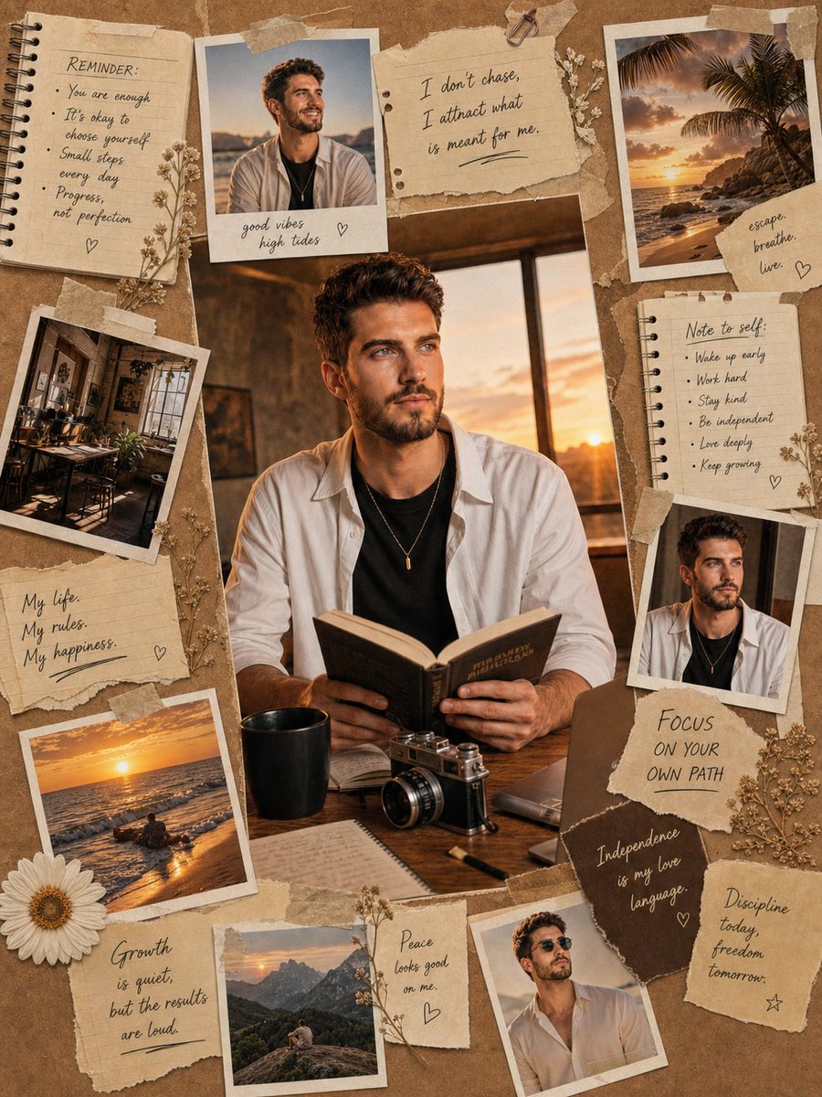 Vintage Scrapbook Aesthetic Collage AI image template preview