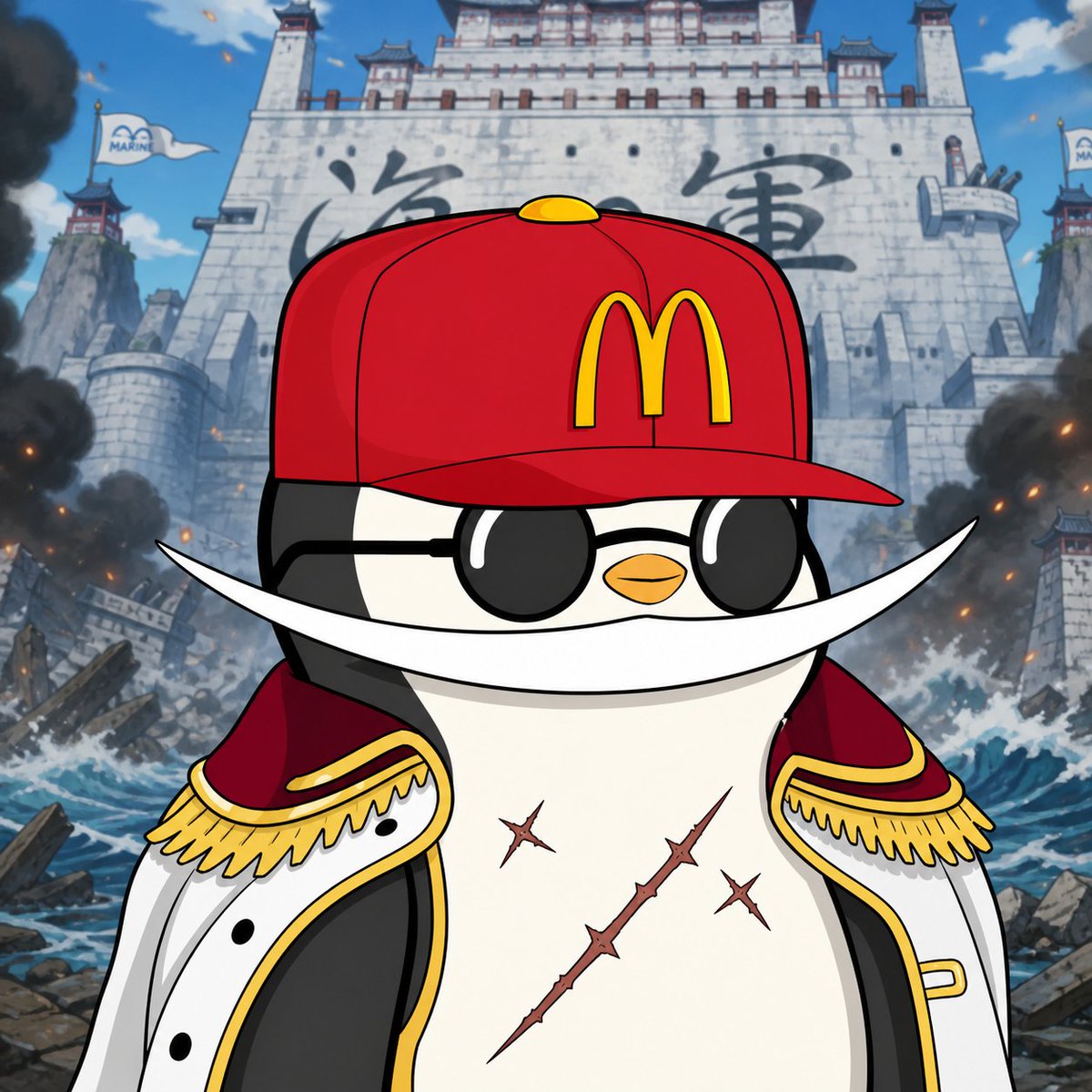 Penguin Pirate Admiral Parody AI image template preview