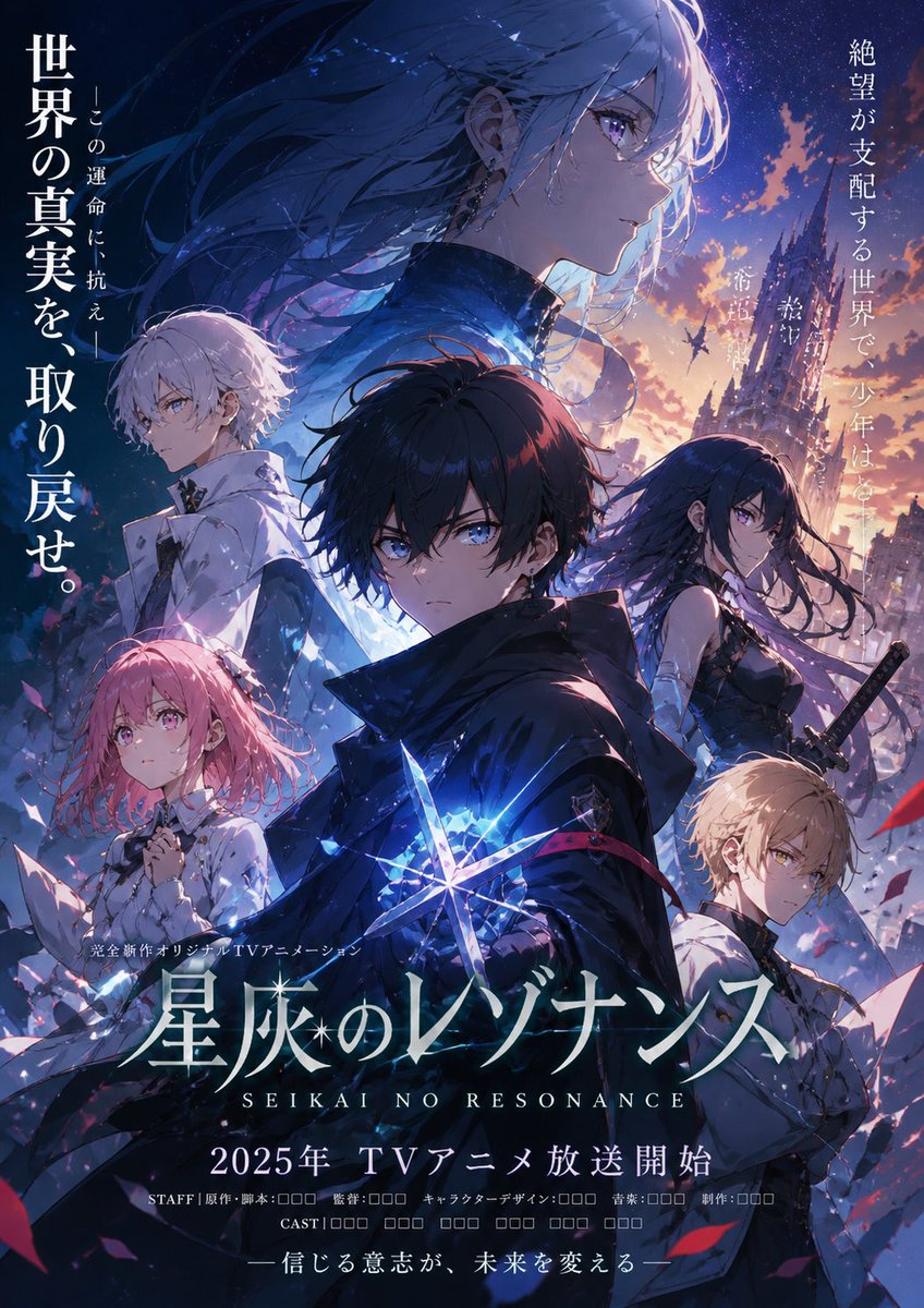 Anime Fantasy Ensemble Poster AI image template preview