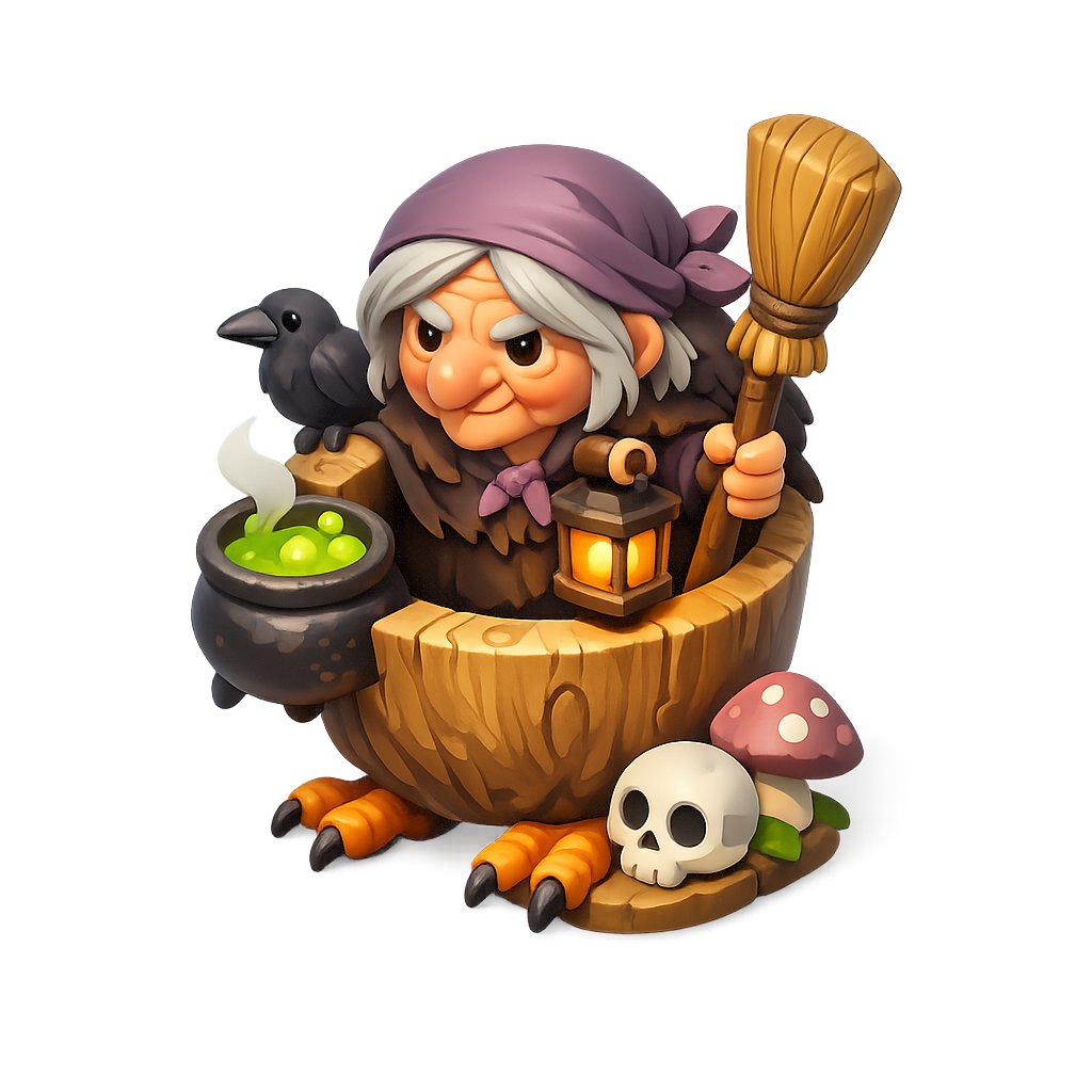 Chibi Witch Owl Figurine AI image template preview