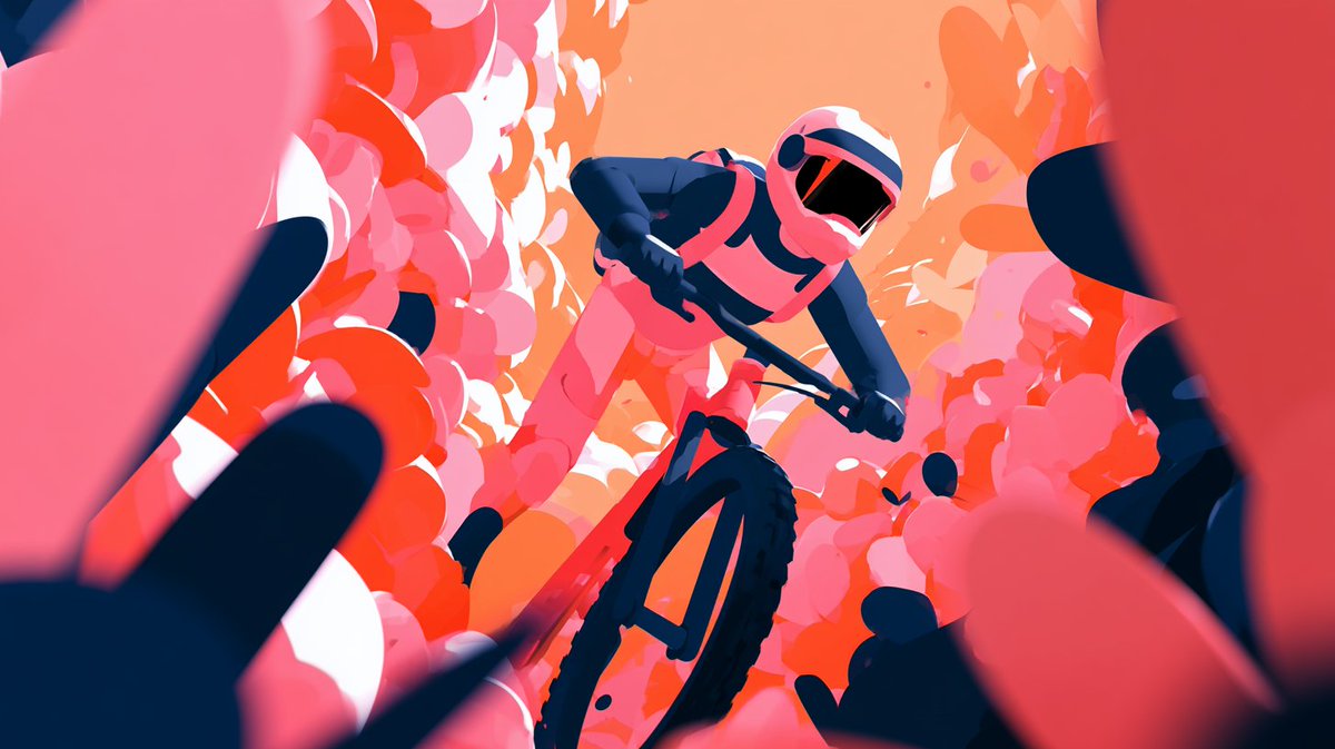 Cinematic Floral Mountain Biker AI image template preview