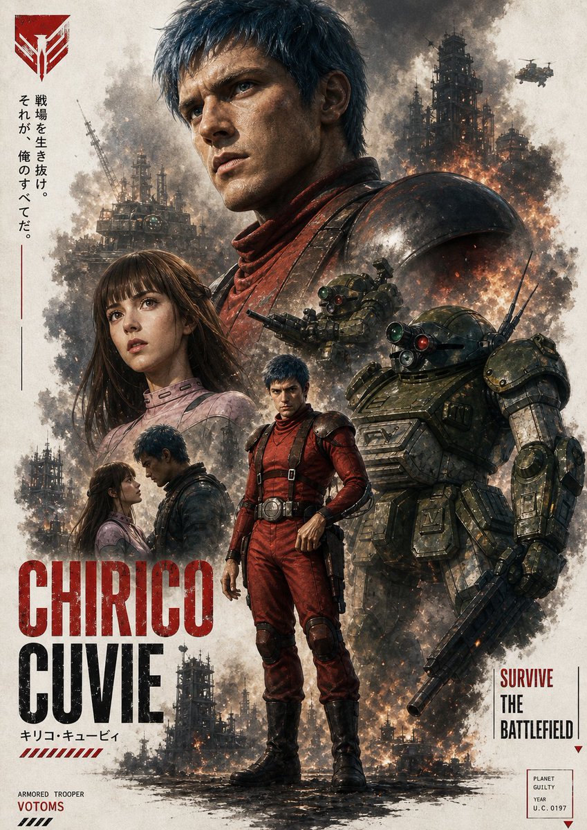 Gritty VOTOMS-Style War Poster AI image template preview