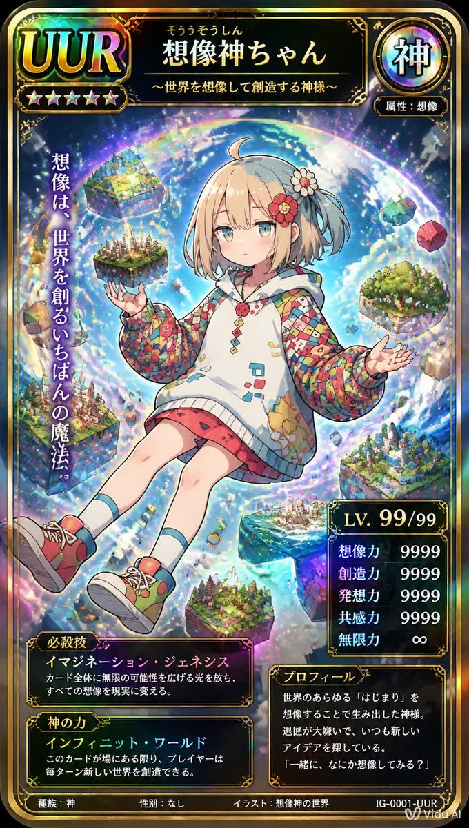 Ultra Rare Imagination God TCG Card AI image template preview