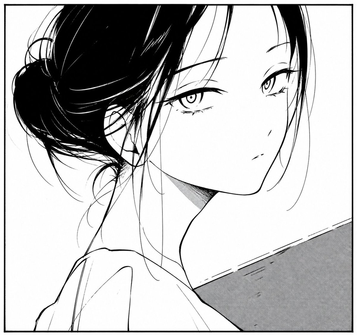 Monochrome Manga Woman Portrait AI image template preview