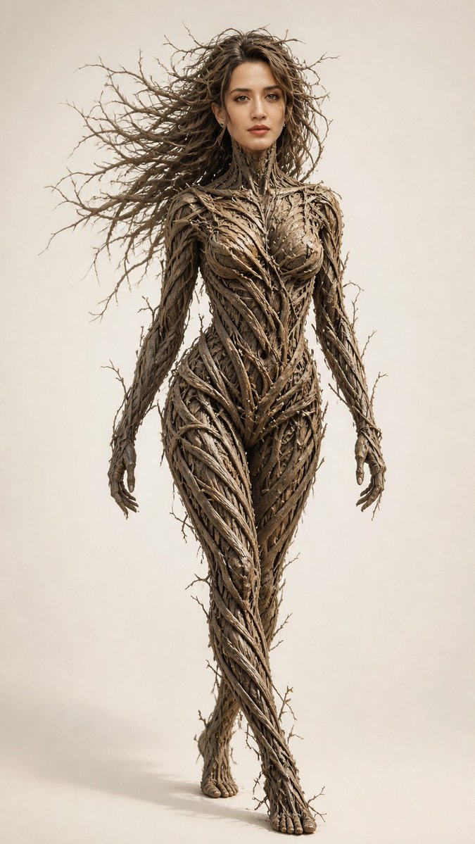 Dry Branch Sculpture Portrait AI image template preview