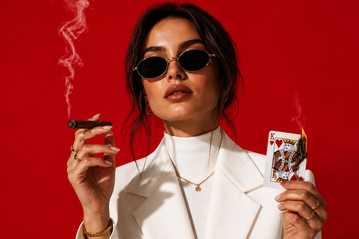 High-Fashion Cigar Portrait AI image template preview