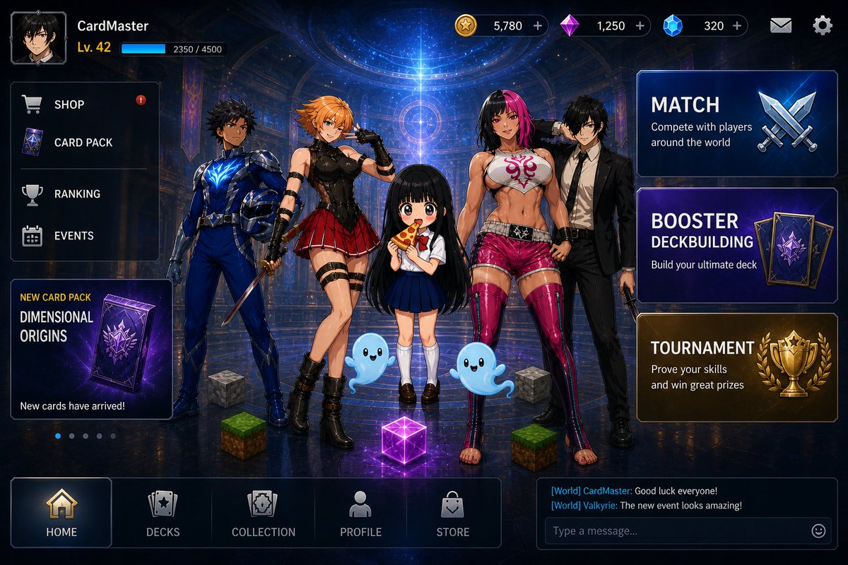 Anime Card Game Lobby UI AI image template preview