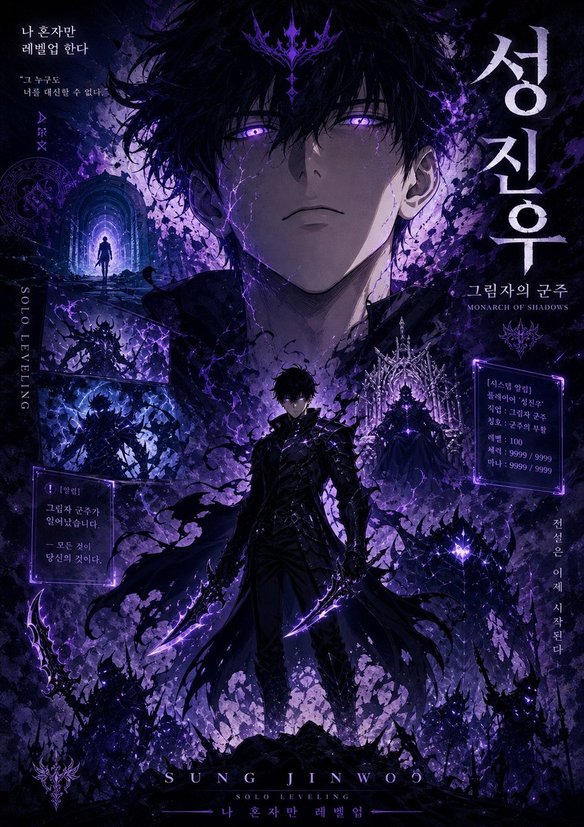 Shadow Monarch Manhwa Cover AI image template preview