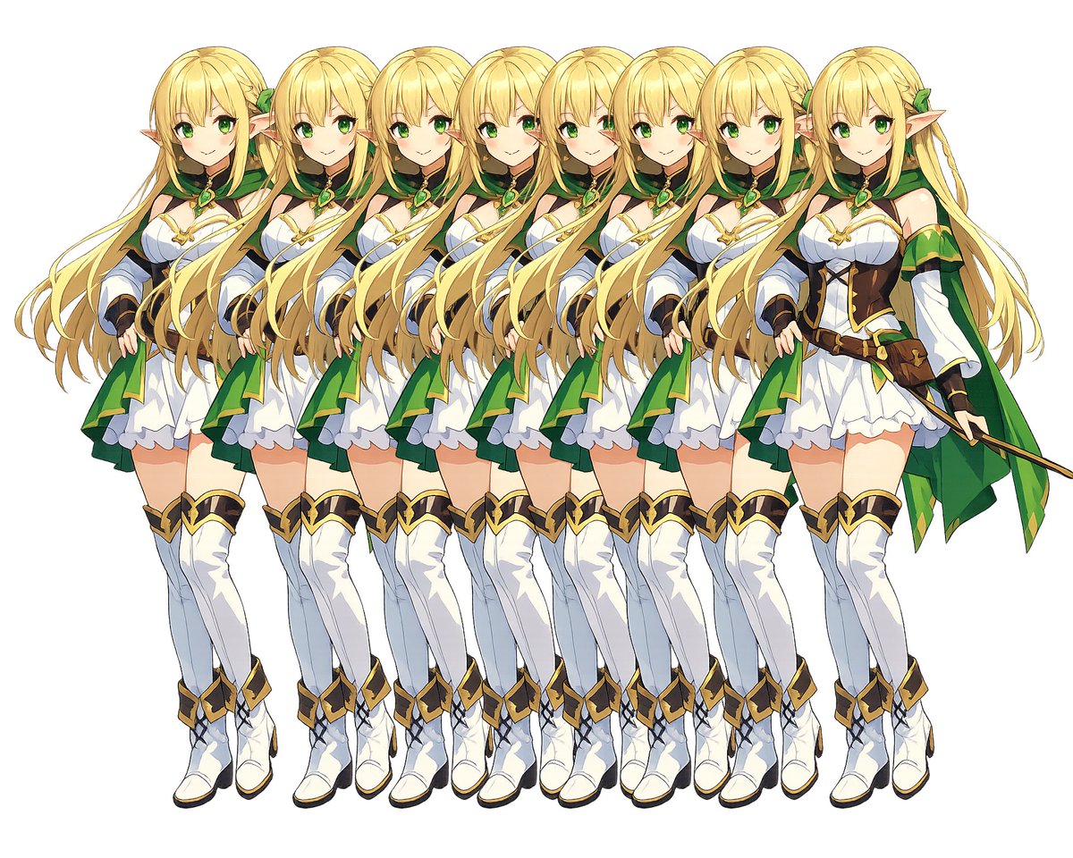 Overlapping Elf Warrior Lineup AI image template preview
